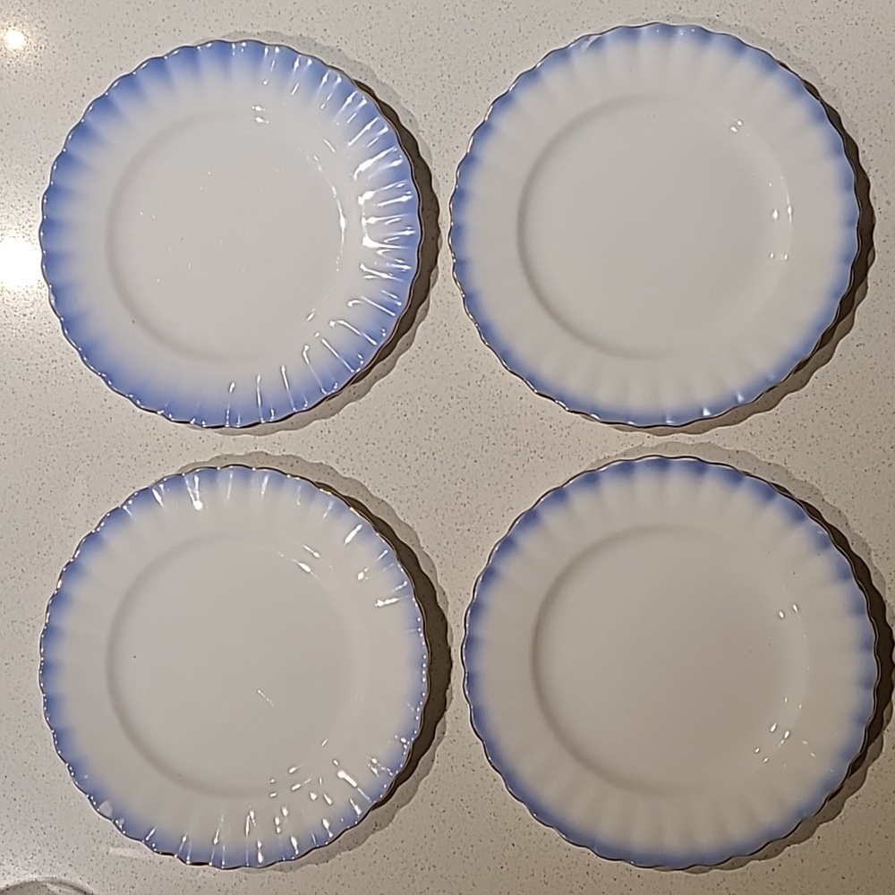 Vintage Royal Albert "Rainbow" blue bread and butter plates (set of 4)